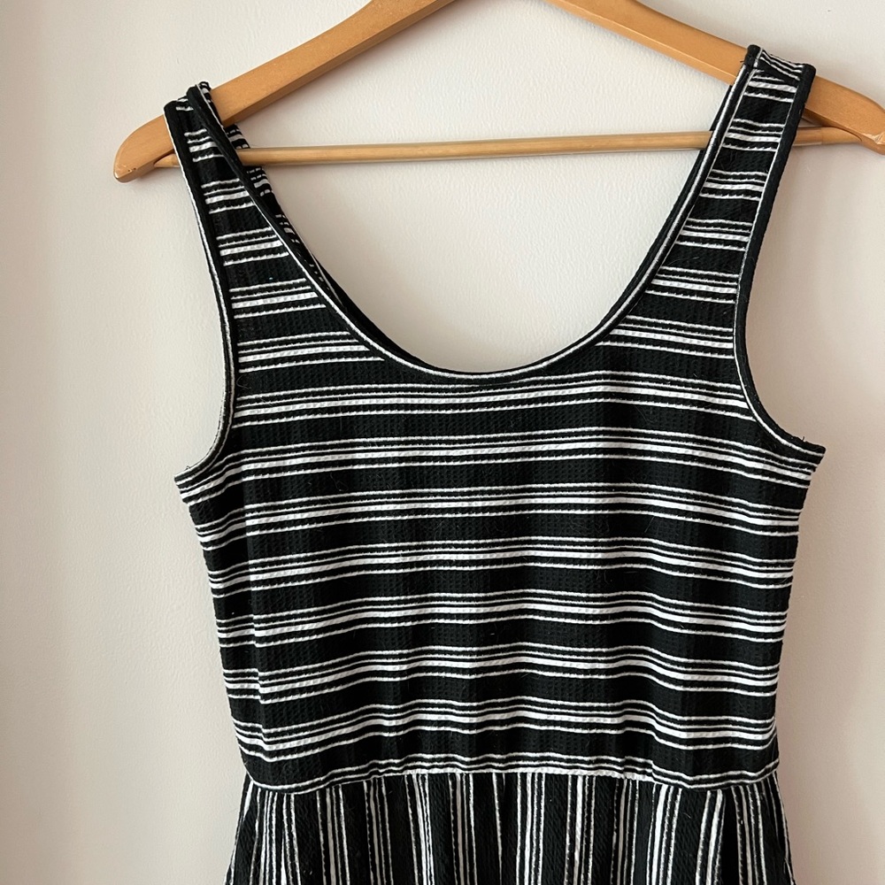 Xhilaration Black and White Pinstripe Waffle Romper